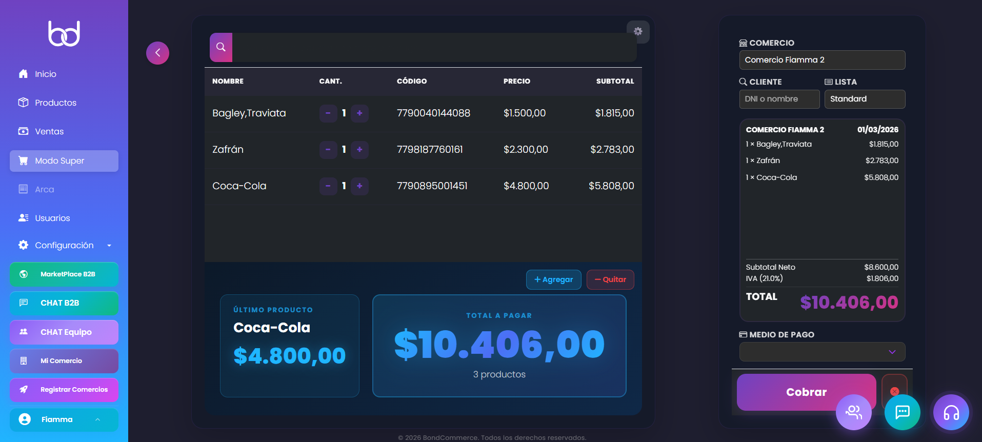 BONDCOMMERCE POS - Punto de venta